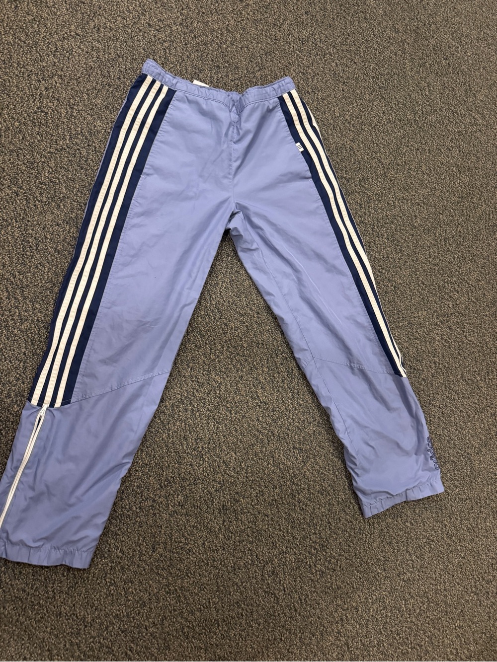 adidas Light Lavender Track Pants with Navy & White Stripes